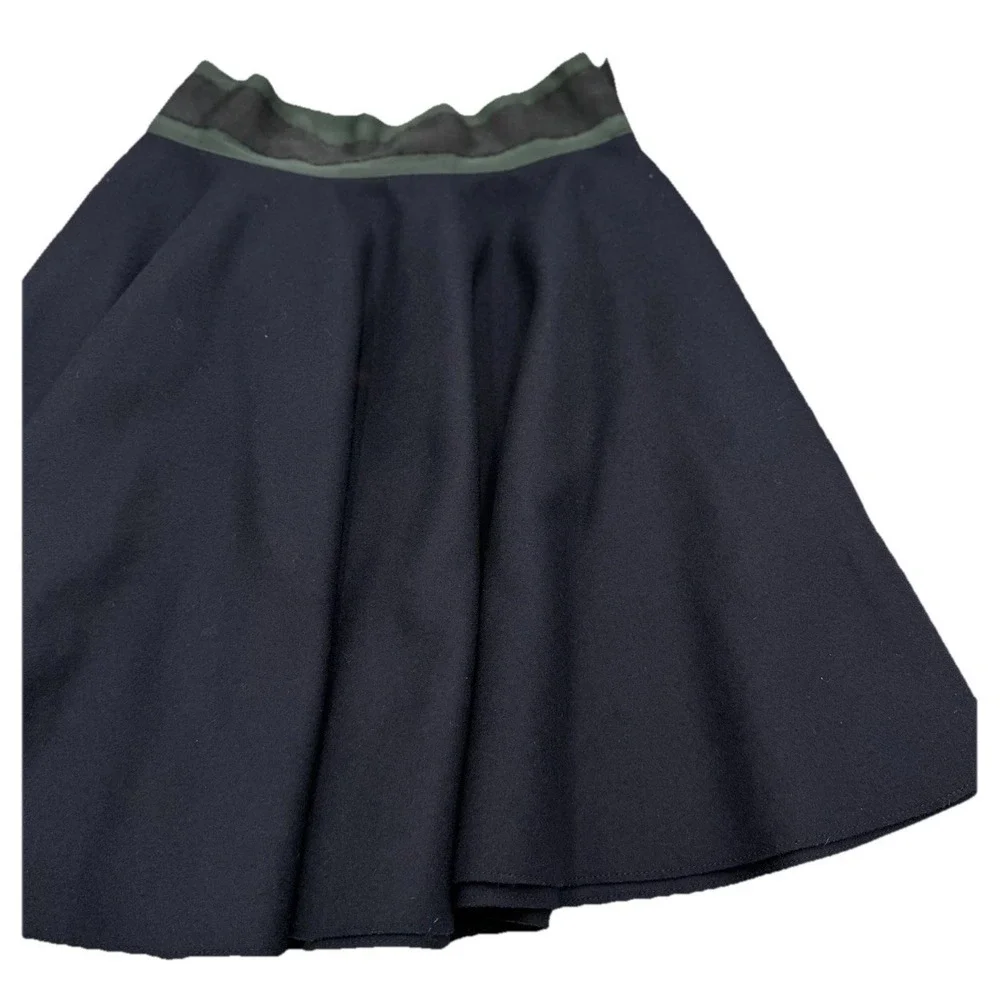 Anthropologie Hello by Jourden Skater Skirt Size 2 Navy Blue Green Elastic Waist